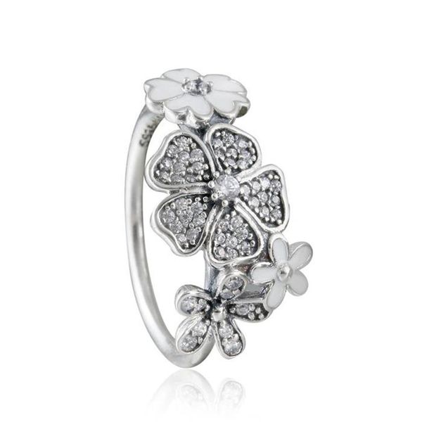 

compatible with pandora jewelry ring silver shimmering bouquet clear cz rings 100% 925 sterling silver jewelry whole diy for w2329
