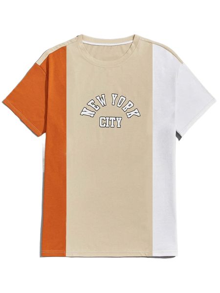 

romwe guys colorblock letter graphic tee q2aj#, White;black