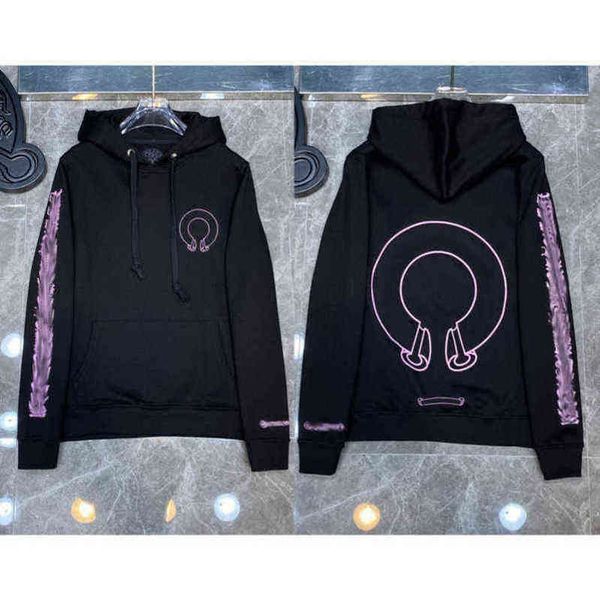 

luxury classic ch quality hoodie brand zipper autumn winter sweatshirts designer fashion men sweater horseshoe phantom cross print hooded wo, Black