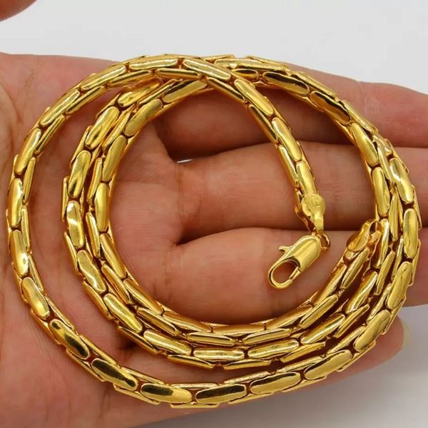 

men necklace clavicle chain 18k yellow gold filled classic round link chain solid jewelry 60cm long fashion accessories, Silver