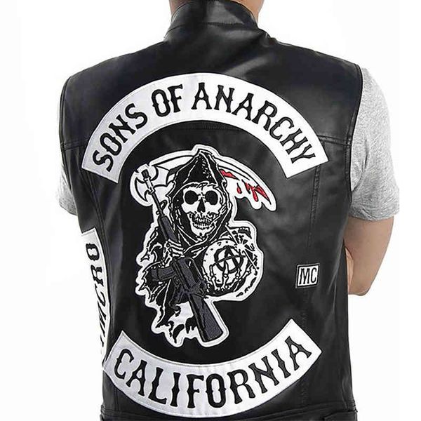 

clothing sons of anarchy cos leather rock punk vest, Black;brown