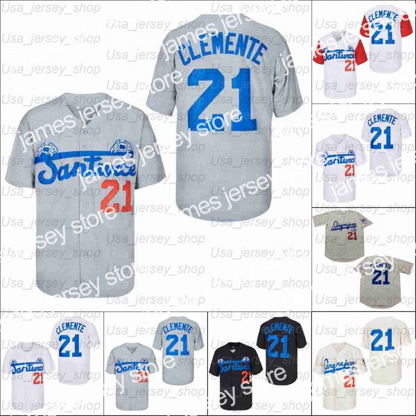 

new baseball jerseys baseball home jersey roberto clemente 21# santurce crabbers pue, Blue;black