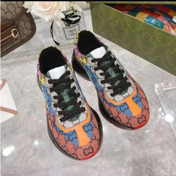 

designer shoes rhyton sneakers beige men trainers vintage luxury chaussures ladies shoe designers sneakersize 35-45 asdawdaws, Red;white