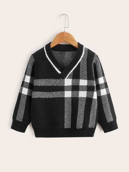 

toddler boys plaid pattern sweater she02, Blue