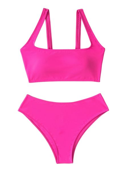 

neon pink ribbed bikini swimsuit r7jr#, White;black