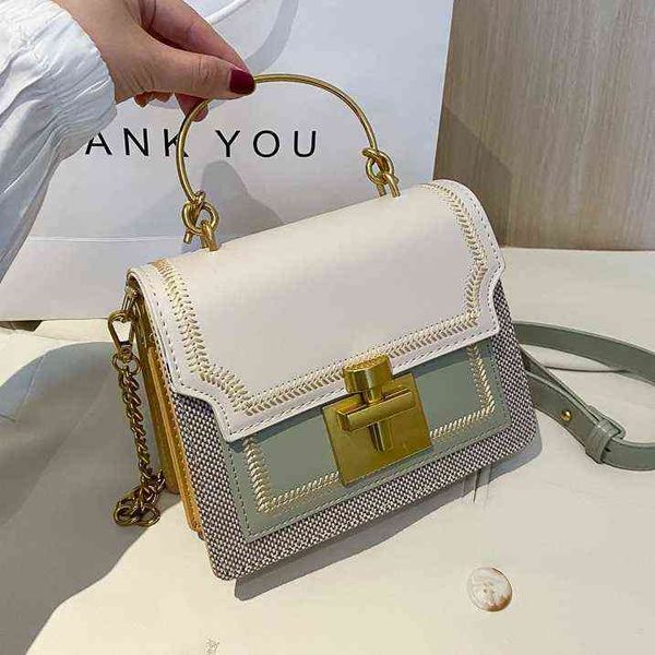 

hbp crossbody bag stylish contrast color pu chain s for women luxury metal handle female shoulder hand ladies fashionable handbag 220727