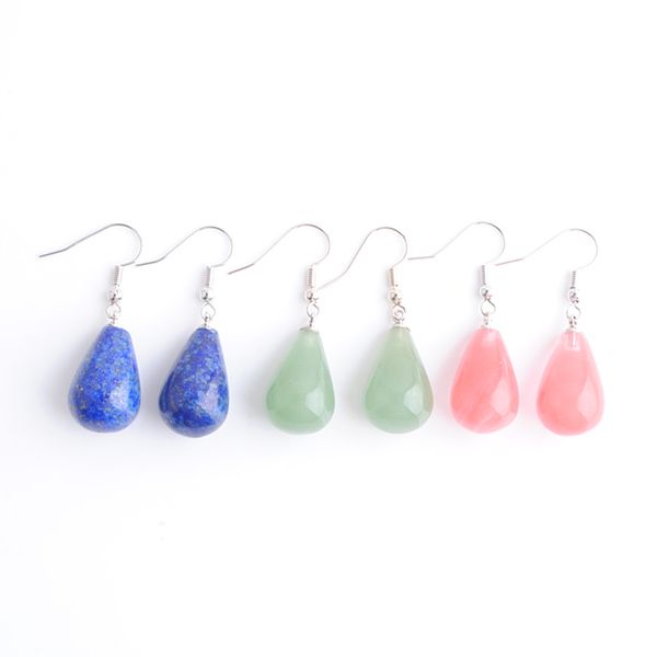 

dangle hanging earring pair for women anniversary gift jewelry water drop natural stone beads pendants lapis lazuli tigers eye crystal dbr32, Silver