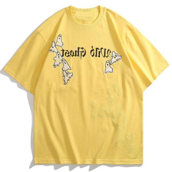 Männer T-Shirts Harajuku Tees Shirts Streetwear Stickerei Geist Übergroße T-shirts Hip Hop Casual Kurzarm Männer Baumwolle TopsMen's