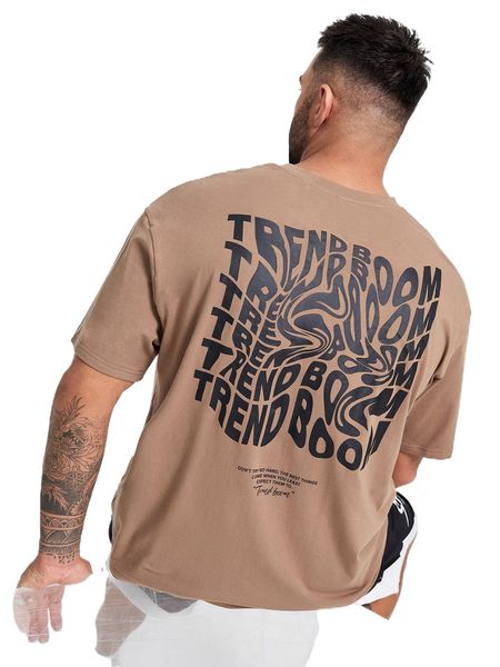 

extended sizes men letter graphic drop shoulder t-shirt g8zk#, White;black