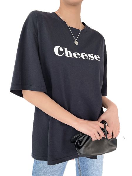 

dazy letter graphic drop shoulder tee 79te#, White