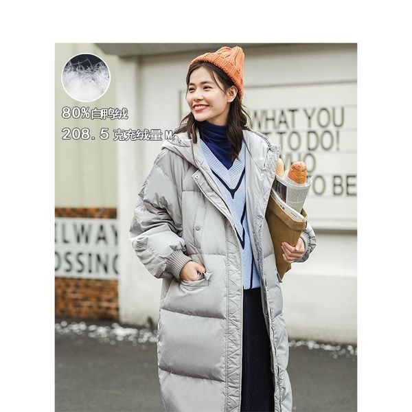 

winter arrival hooded causal loose style thicken windproof warm women long down outerwear coat y201026, Black