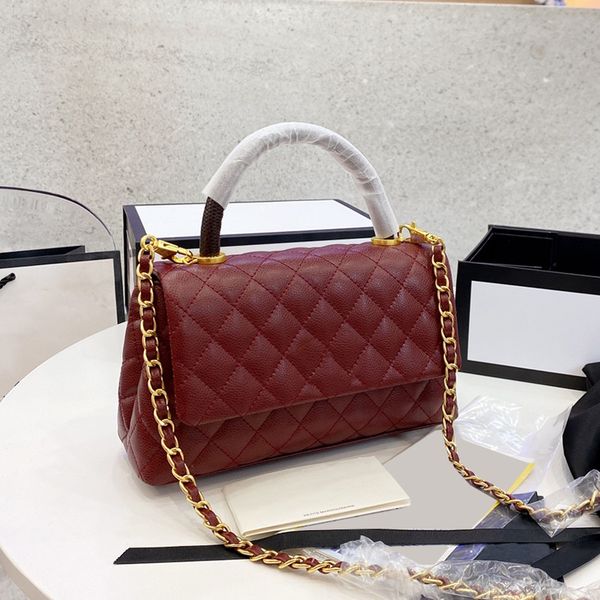 

classic caviar leather quilted co handle tote bags gold metal hardware matelasse chain crossbody shoulder luxury designer outdoor sacoche ha