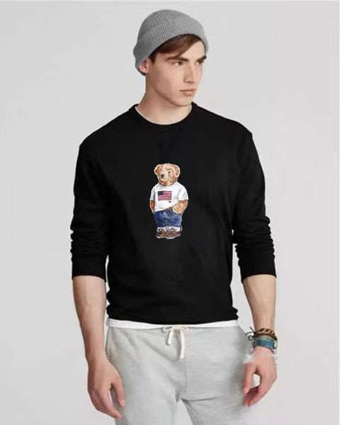 

polos bear sweater us size sweatshirts thick cotton tracksuits men long sleeves sweat shirt, Black