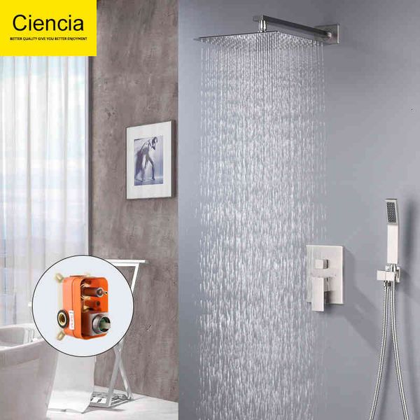 

bath faucet copper square concealed shower set embedded in wall box mixing faucet pressurized large head etad