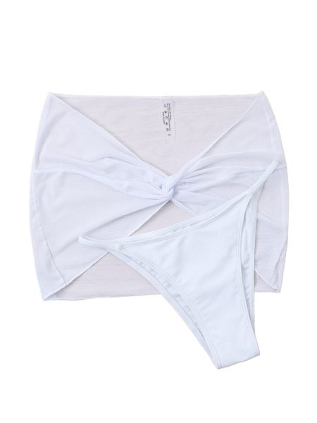 

2pack plain bikini bottom with beach skirt m8gj#, White;black