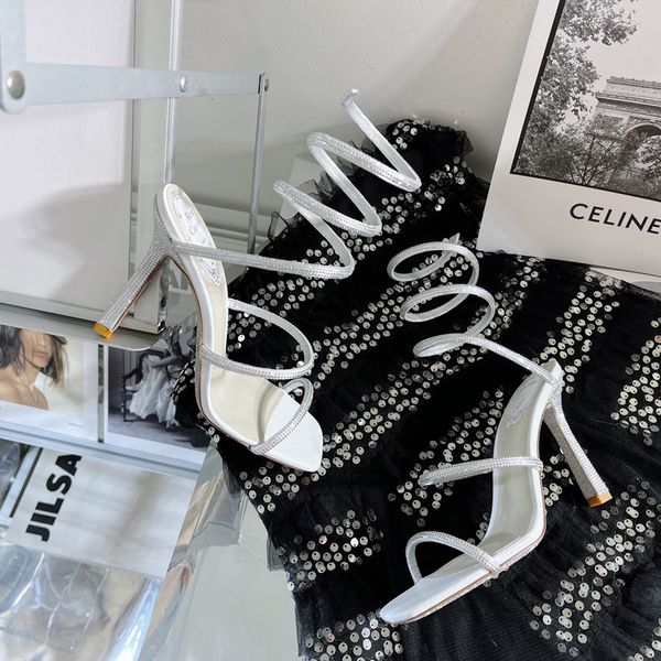 

rene caovilla embellished cleo rhinestones strass stiletto heel sandals evening shoes women high heeled luxury designers ankle wraparound pq, Black