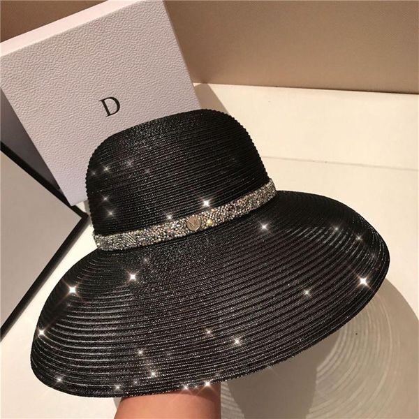 

elegant anti-uv hats womens wide brim hats holiday beach hat sun hat tide black fisherman hats271y, Blue;gray