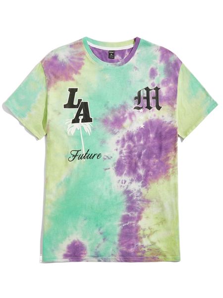 

romwe guys tie dye letter graphic tee d5c4#, White;black