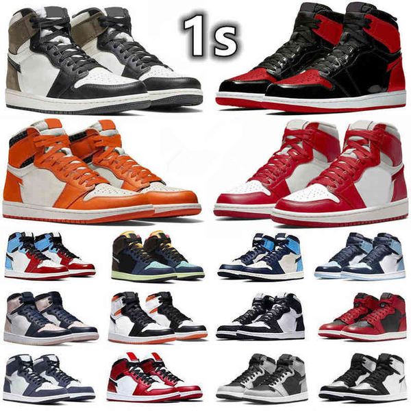 

1 1s mens basketball shoes sneaker bred patent dark mocha stalgia yellow royal toe university blue fish pine green men women