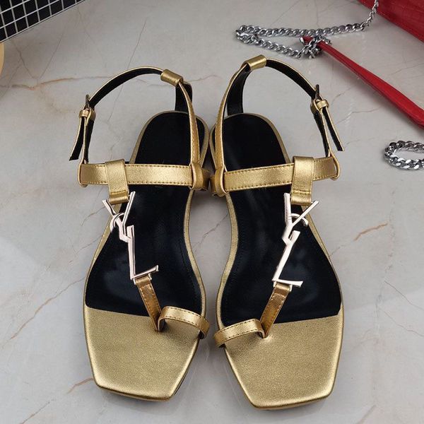 Lüks Kadın Ayakkabı Sandal Daireler Cassandra Siyah Calfskin Deriler Flip Flop Sandalet Sarp ayak bileği kayış özetini Serin Mens Düz Terlik Kutusu YS02