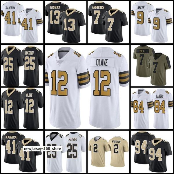 

jersey 12 chris olave 84 jarvis landry 25 tyrann mathieu football 41 alvin kamara 2 jameis winston 56 demario davis drew brees lattimore 7&#, Black