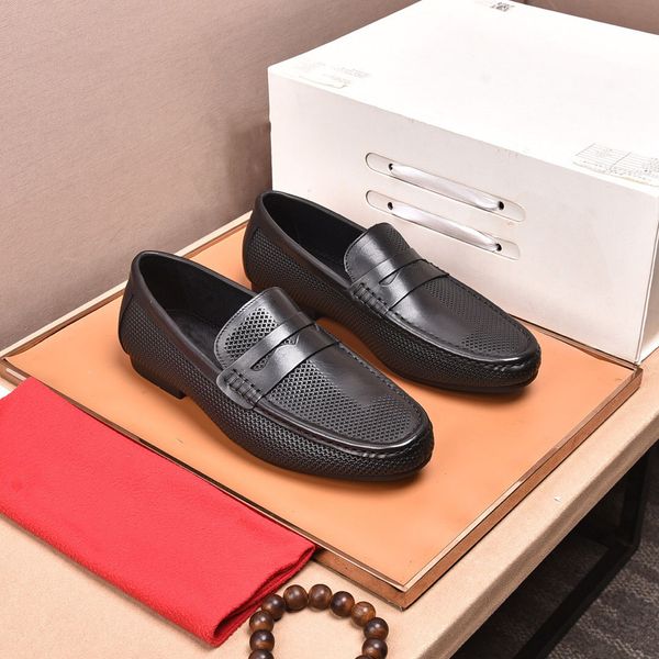 

2022 mens dress shoes designer classic genuine leather party wedding fashion flats men brand comfortable casual loafers size 38-44, Black
