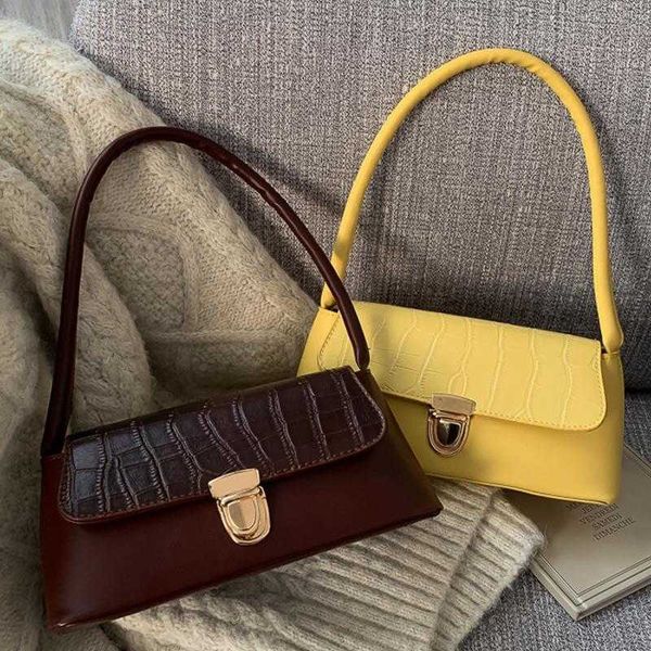 

evening bags women pu leather underarm flap purse casual alligator pattern lady shoulder handbags fashion yellow/black 4 colors zipper clutc
