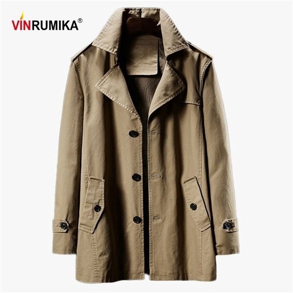 

large size -8xl spring autumn men's england style fashion casual brand cotton trench jacket man winter fleece windbreaker coats 201211, Tan;black
