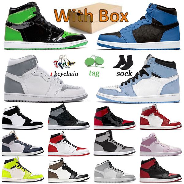 

jumpman visionaire 1 basketball shoes heritage dark marina blue men tarainers 1s sneakers shadow bred patent green stealth sports women