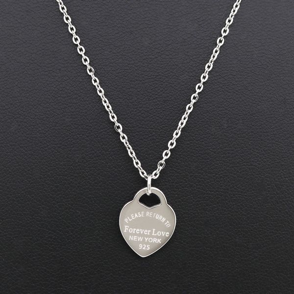 

fashion luxury famous brand love necklace women gold peach heart pendant necklace fine jewelry, Silver