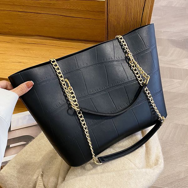 

stone pattern luxury chain handbag pu leather shoulder bag for women big capacity tote bag female shopper bag