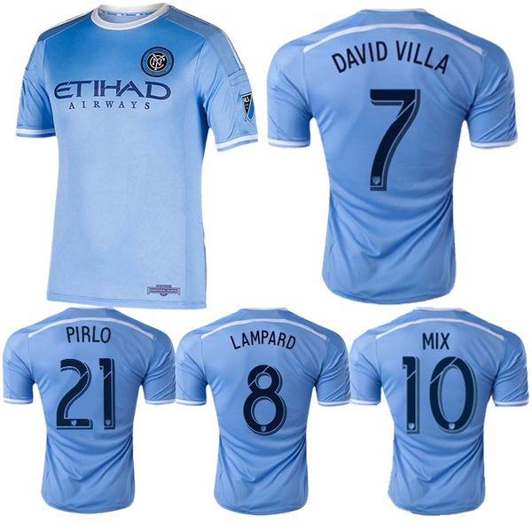 Camisa de futebol retrô da cidade de Nova York 15 16 nycfc David Villa Lampard Pirlo MIX Diskerud em casa camisa de futebol clássico vintage