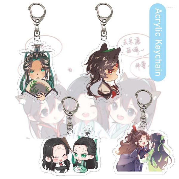 Клавицы BL Anime Scum Scum злодей по спасению имени клавиши Shen Qingqiu Luo Binghe Q версия фигуры Acryle Key Chain Sagm Sleutelhanger Fre