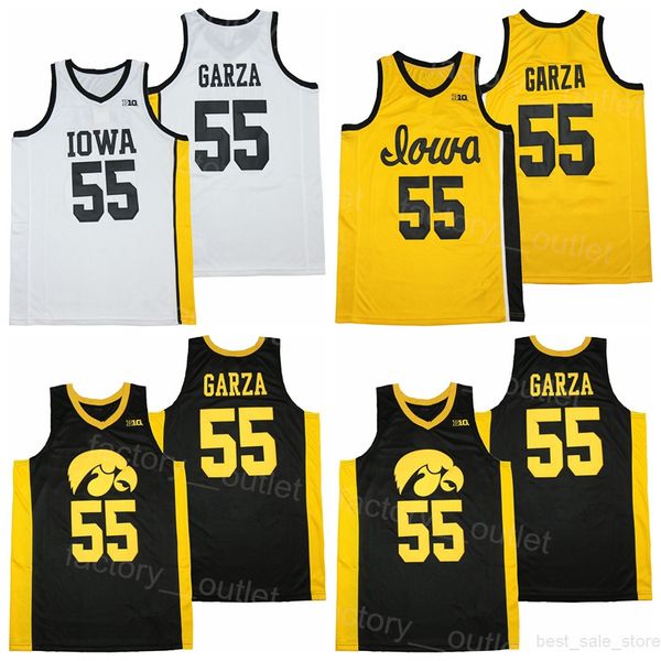 

ncaa college iowa hawkeyes basketball 55 luka garza jersey men university all stitched team color black yellow white for sport fans hiphop b