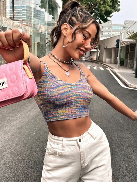 

space dye crop knit x2j9#, White;black