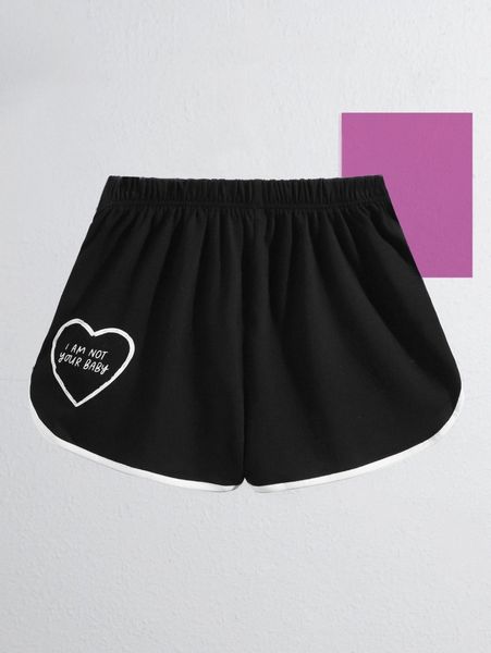 

x elizabeth graham heart & slogan graphic shorts n0vg#, White;black