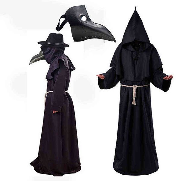 Costumi del dottore della peste Maschera del dottore della peste Maschera della strega della morte nera Costumi di Halloween per gli uomini Maschera dei punk a vapore per adulti H220803