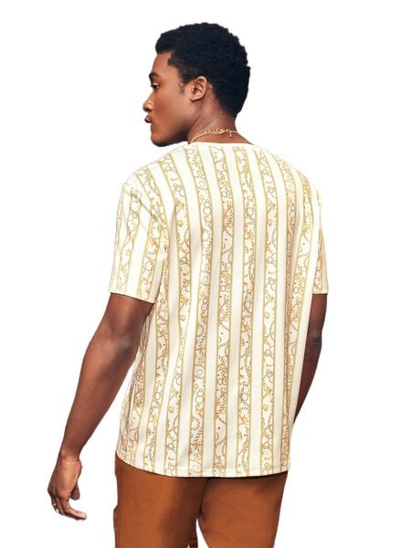 

men chain & baroque print tee f2wi#, White;black