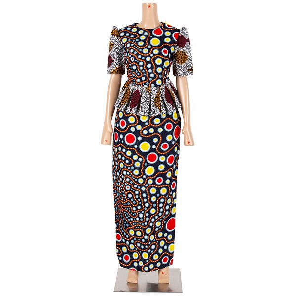 BintaRealWax Sommer Afrika Frauen Zweiteiliges Kleid Neues modisches Top und Rock 2-teiliges Set für sexy Lady African Priting Dashiki Traditionelle afrikanische Kleidung WY095