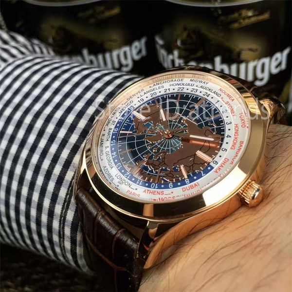 

stylish automatic mechanical self winding watch men gold silver dial classic earth design wristwatch casual leather strap clock 5710, Slivery;brown