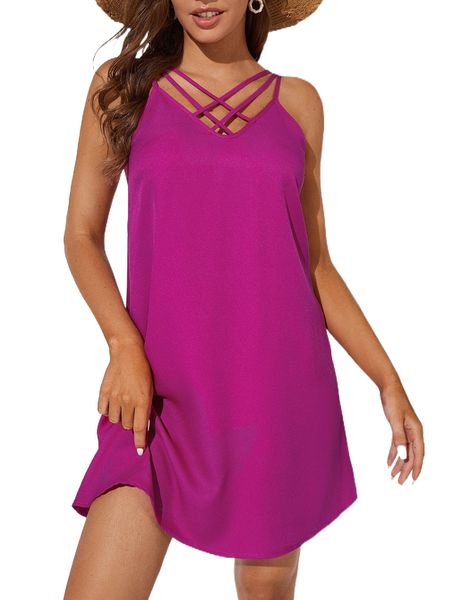

tall solid crisscross tunic dress n3yj#, Black;gray