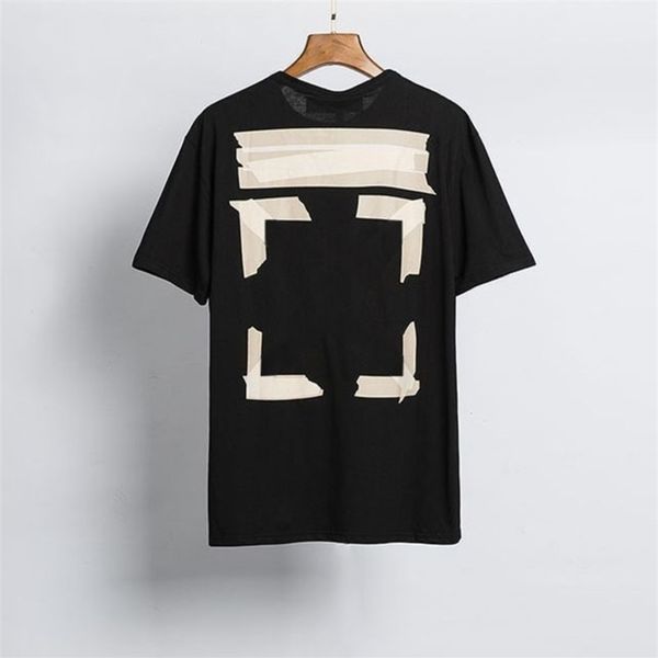 

fashion offs mens classic designer t shirts brand back adhesive strip arrow t-shirt luxury letter print casual loose clothing women couples, White;black