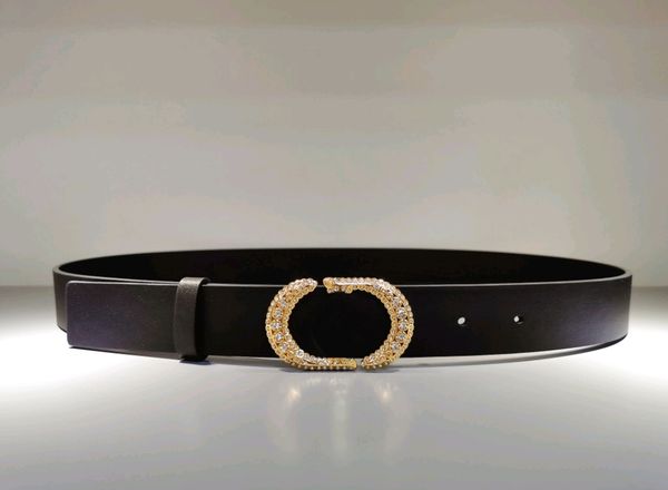 

luxury smooth calfskin black belt gold buckle stones women designer leather belt reversible, Black;brown