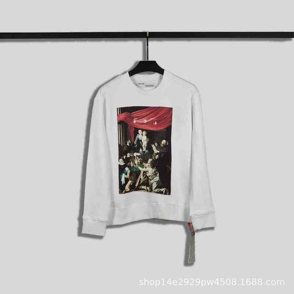 

new men's trend brand luxury designer wholesale high street painting series printed women's round neck sweater, Black