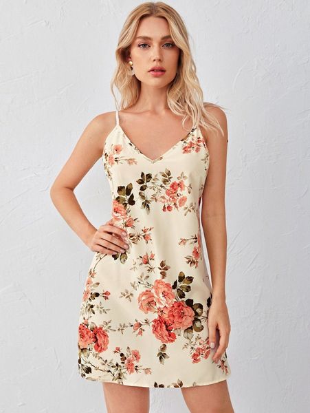 

floral print slip dress x6yc#, Black;gray