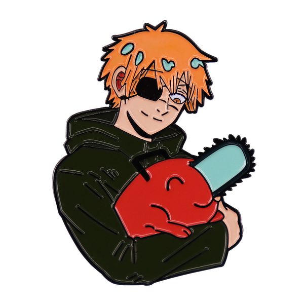 

anime chainsaw man badge brooch cute cartoon pochita cosplay pins brooches for women men lapel pin jewelry, Blue