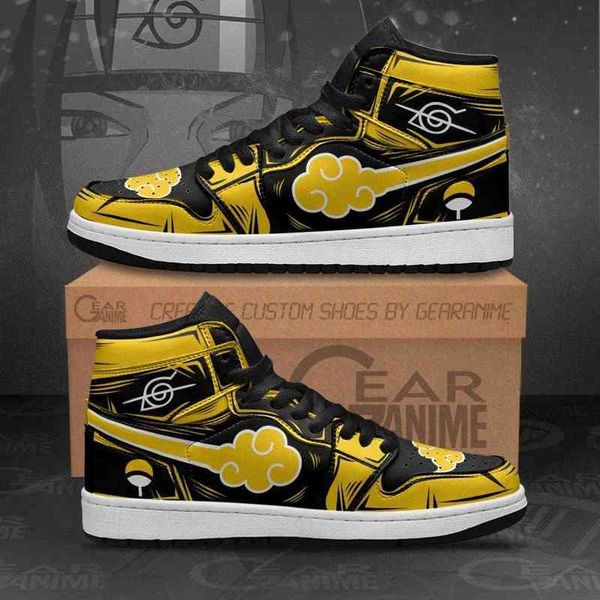 

akatsuki sneakers yellow custom anime shoes, Black