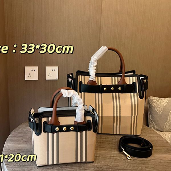 

plaid totes bags women handbag shopping shoulder bag genuine leather handles postman bag large capacity traval tote printing letters detacha