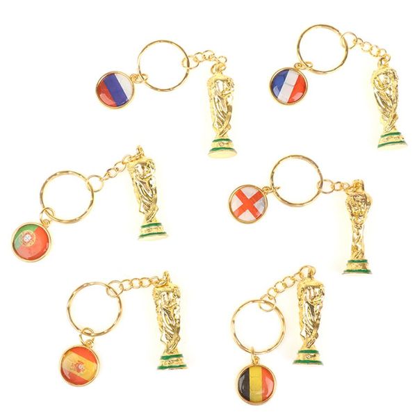2022 Partida mundial de futebol nacional -bandeira keychain Nigeria Inglaterra México Argentina Art Glass Dome Key Ring Bag Pingente de bolsa