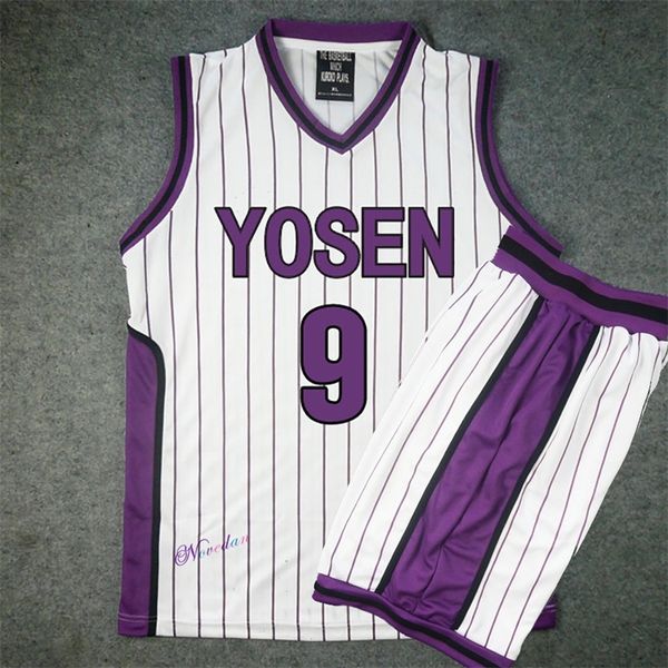 

kuroko no basuke basket cosplay yosen school uniform murasakibara atsushi jersey sportswear 9 12 men t shirt shorts costume set 220616, Gray